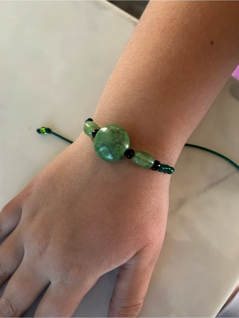 Green Beaded Adjustable Bracelet